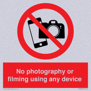 No photography or filming using any device